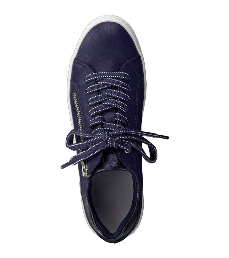 Marco Tozzi Womens Marco Tozzi Womens Navy Lace Up Side Pattern Fashion Trainer - 2-23718-42