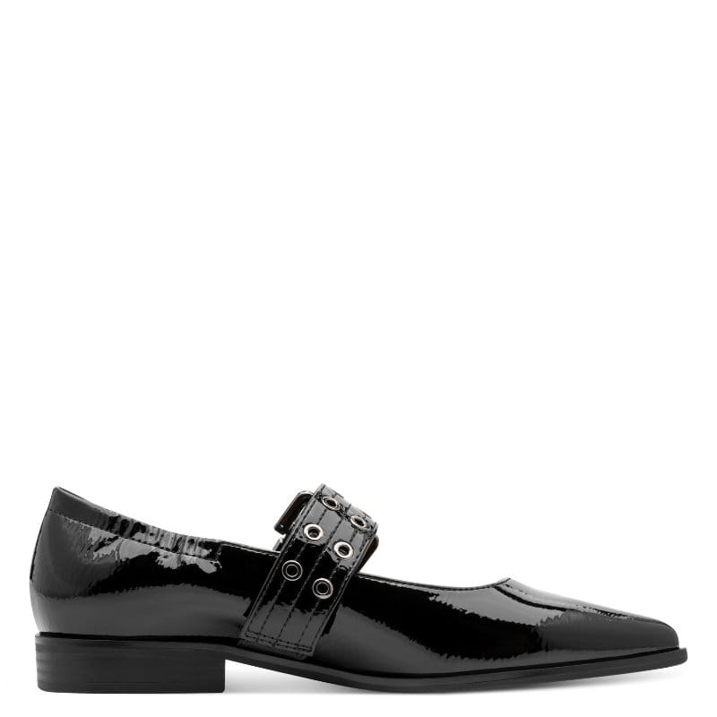 Marco Tozzi Womens Marco Tozzi Womens Patent Black Ballerina Shoe 2-22128-45