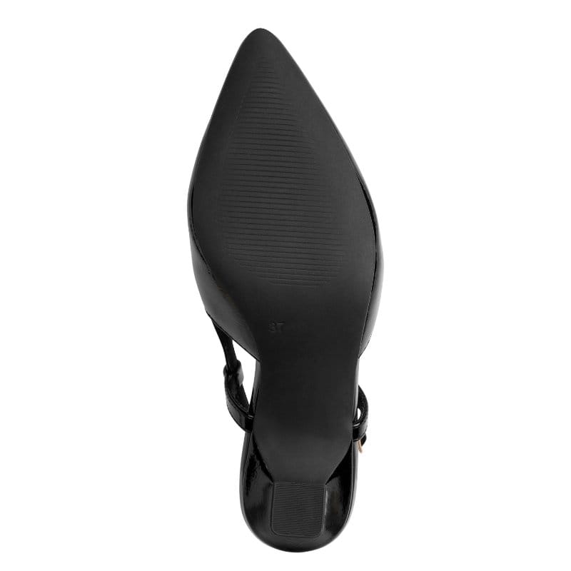 Marco Tozzi Womens Marco Tozzi Womens Patent Black Slingback Shoe 2-29609-47