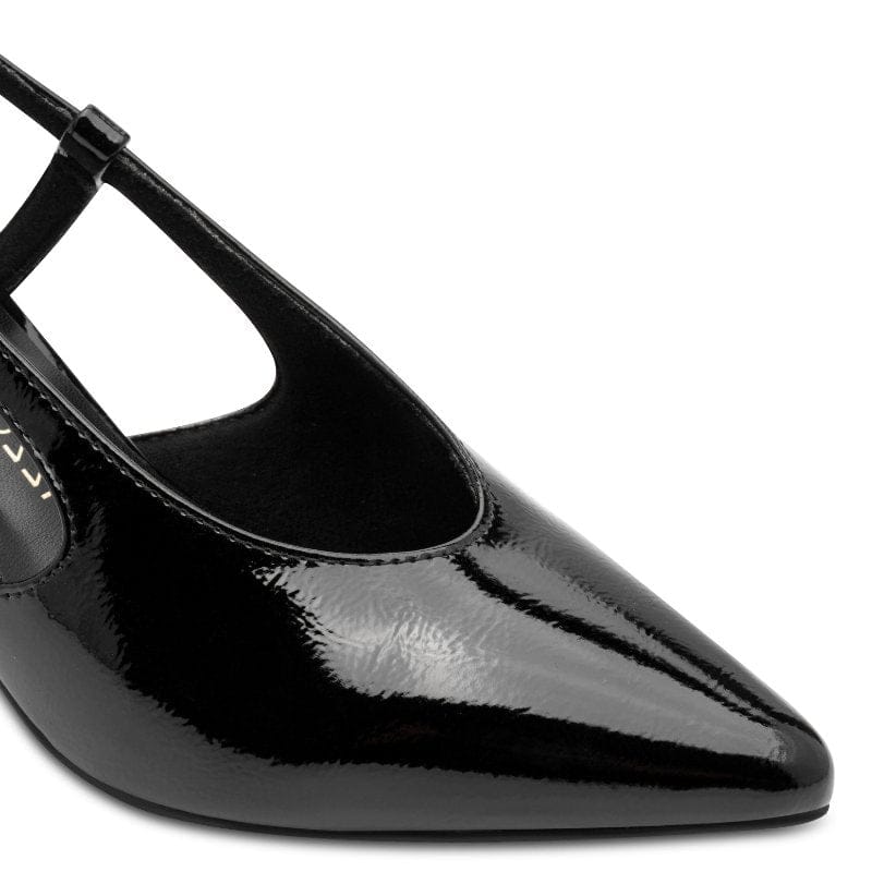 Marco Tozzi Womens Marco Tozzi Womens Patent Black Slingback Shoe 2-29609-47