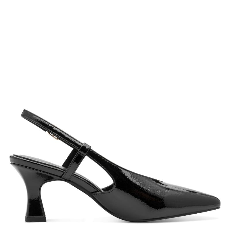 Marco Tozzi Womens Marco Tozzi Womens Patent Black Slingback Shoe 2-29609-47