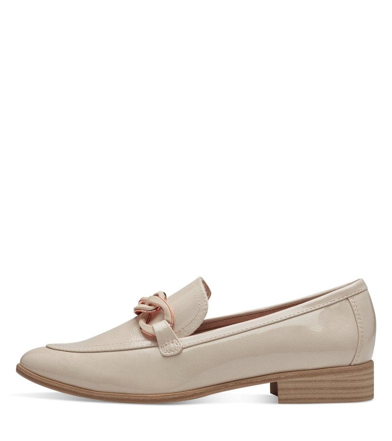 Marco Tozzi Womens Marco Tozzi Womens Patent Slip In Beige Loafer - 2-24310-42