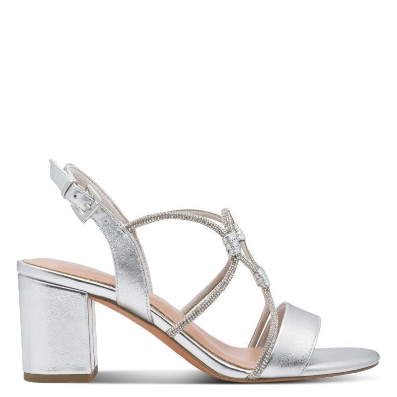 Marco Tozzi Womens Marco Tozzi Womens Silver High Heels Slip On Sandal 2-28388-46
