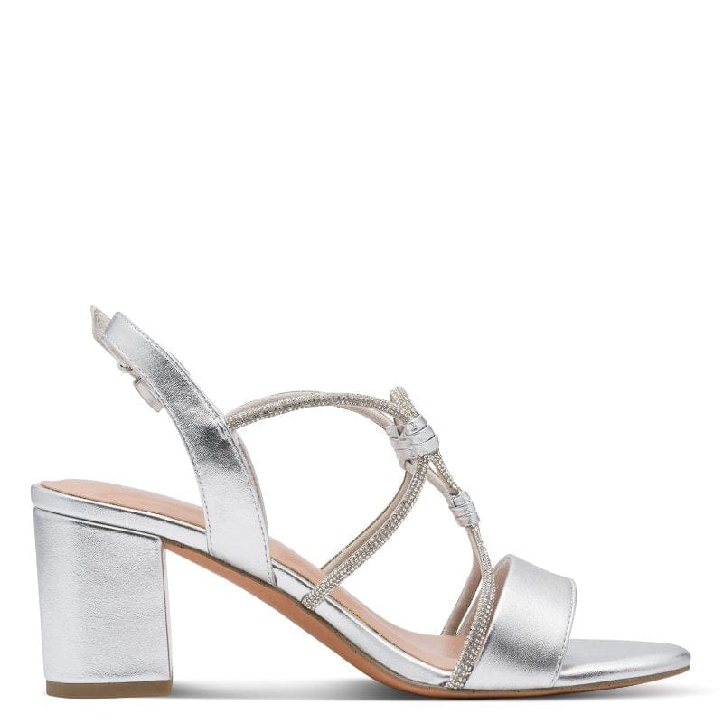 Marco Tozzi Womens Marco Tozzi Womens Silver High Heels Slip On Sandal 2-28388-46
