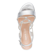 Marco Tozzi Womens Marco Tozzi Womens Silver High Heels Slip On Sandal 2-28388-46