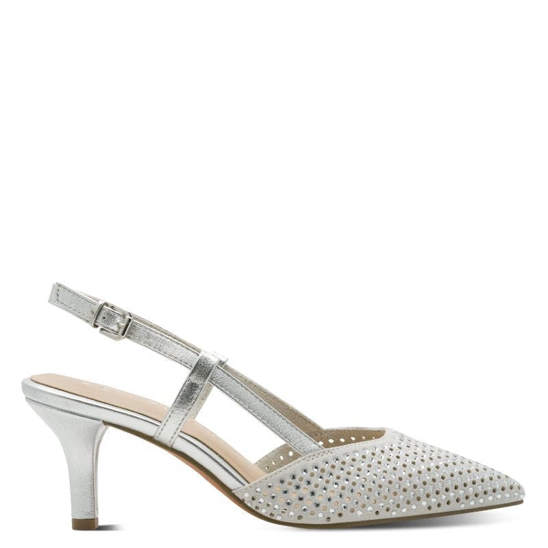 Marco Tozzi Womens Marco Tozzi Womens Silver Pointed Slingback Shoe 2-29667-46