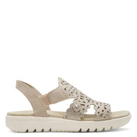 Marco Tozzi Womens Marco Tozzi Womens Taupe Laser Cut Slip On Sandal 2-28606-46