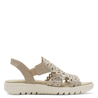 Marco Tozzi Womens Marco Tozzi Womens Taupe Laser Cut Slip On Sandal 2-28606-46
