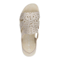 Marco Tozzi Womens Marco Tozzi Womens Taupe Laser Cut Slip On Sandal 2-28606-46