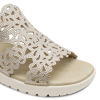 Marco Tozzi Womens Marco Tozzi Womens Taupe Laser Cut Slip On Sandal 2-28606-46