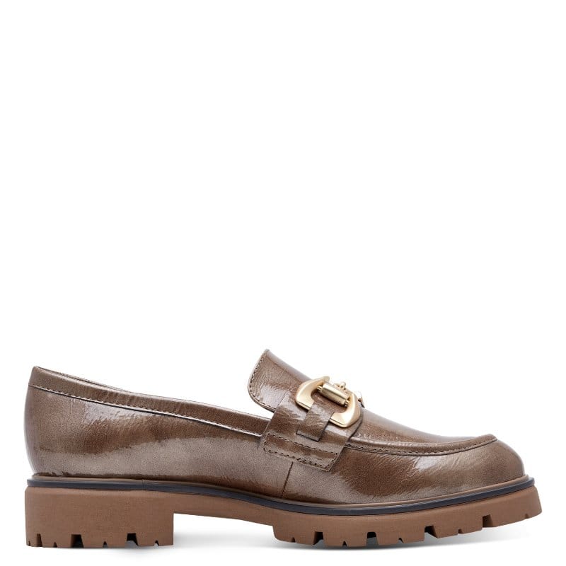 Marco Tozzi Womens Marco Tozzi Womens Taupe Patent Slip On Shoe 2-24700-43