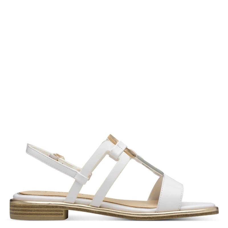 Marco Tozzi Womens Marco Tozzi Womens White Buckle Slip On Sandal 2-28106-44