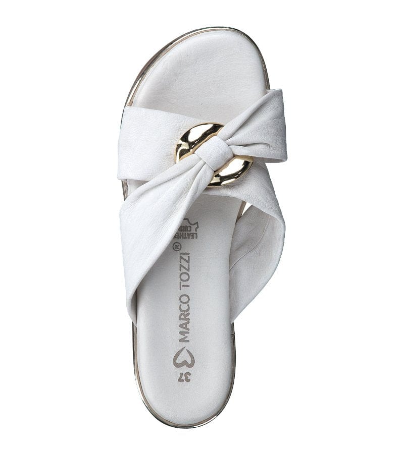 Marco Tozzi Womens Marco Tozzi Womens White Crossover Leather Sandal - 2-27133-42