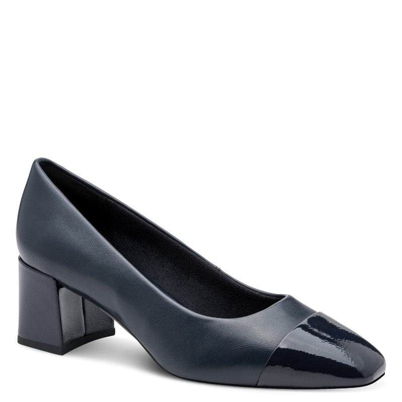 Marco Tozzi Womens NAVY / 3UK Marco Tozzi Womens Navy Slip On Block Heel Shoe 2-22428-47
