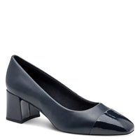 Marco Tozzi Womens NAVY / 3UK Marco Tozzi Womens Navy Slip On Block Heel Shoe 2-22428-47