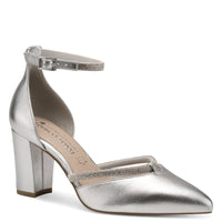 Marco Tozzi Womens SILVER / 4UK Marco Tozzi Womens Silver Crystal Strap Block Heel Shoe 2-82404-42