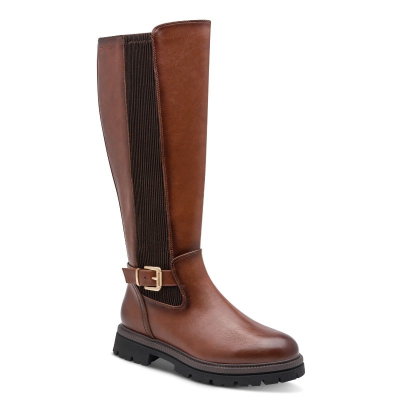 Marco Tozzi Womens TAN / 4UK Marco Tozzi Womens Tan Side Zip High Knee Boot 2-25610-47