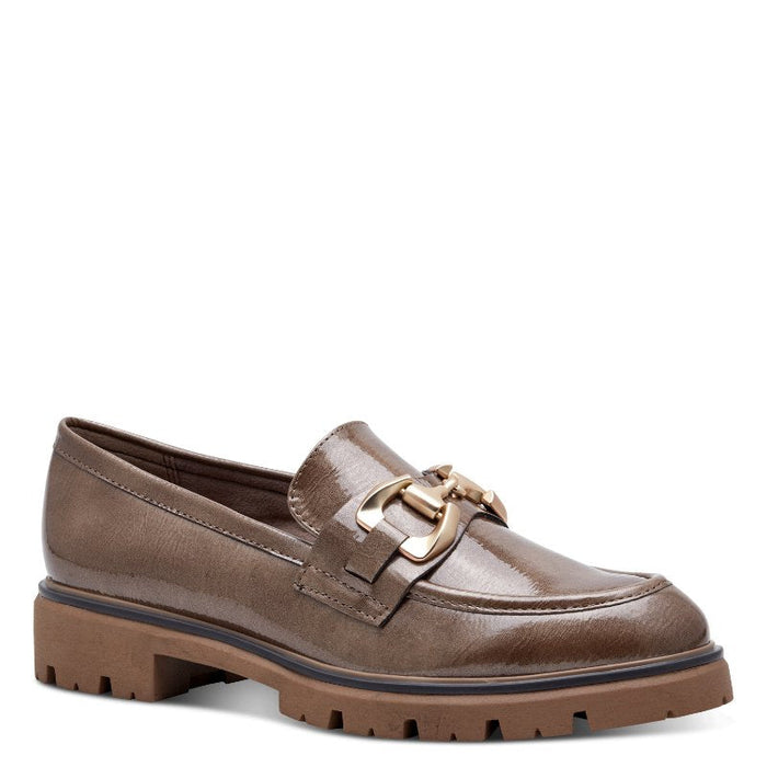 Marco Tozzi Womens TAUPE / 3UK Marco Tozzi Womens Taupe Patent Slip On Shoe 2-24700-43