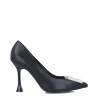Menbur Womens 4UK / BLACK Menbur Womens Silver Embellished Front Detail Heel Shoe - 24512