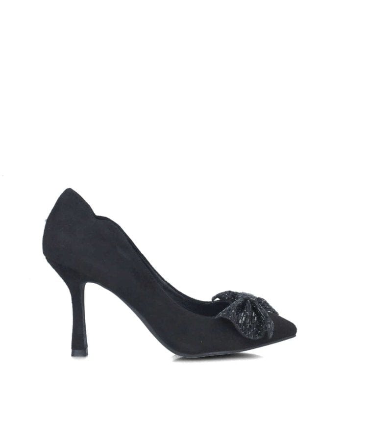 Menbur Womens 4UK / BLACK Menbur Womens Suede Bow Detail High Heel Shoe - 24588