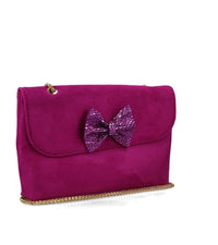 Menbur Womens ONE SIZE / PINK Menbur Suede Pink Jewel Bow Detail Handbag - 85424