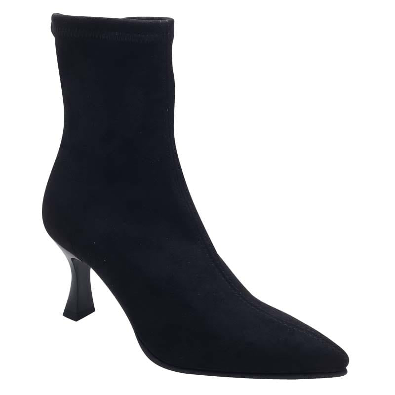 Miss Elastic Womens BLACK / 4UK Miss Elastic Black Leather Suede Sock Boot - 78042