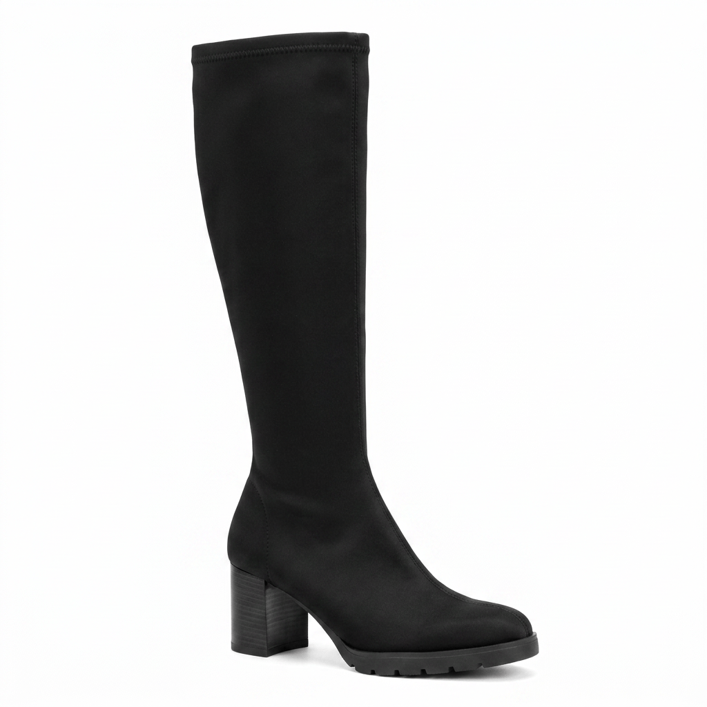 Miss Elastic Womens BLACK / 4UK Miss Elastic Black Lycra Stretch Knee Boot - 78173