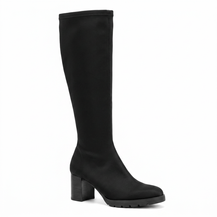 Miss Elastic Womens BLACK / 4UK Miss Elastic Black Lycra Stretch Knee Boot - 78173