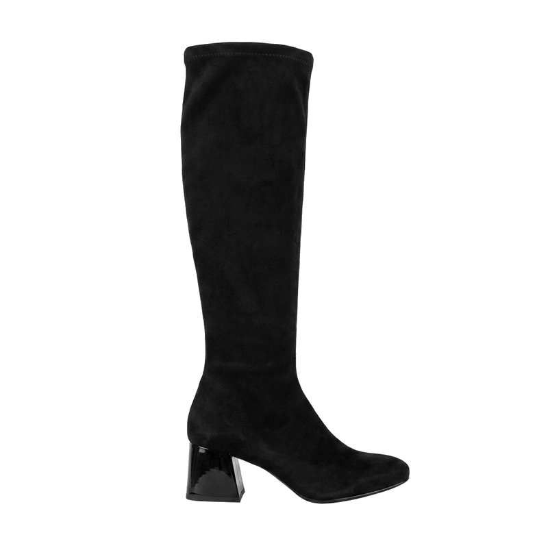 Miss Elastic Womens BLACK / 4UK Miss Elastic Black Suede Sock Knee Boot - 75435