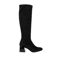 Miss Elastic Womens BLACK / 4UK Miss Elastic Black Suede Sock Knee Boot - 75435