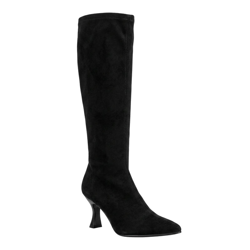 Miss Elastic Womens BLACK / 4UK Miss Elastic Black Suede Sock Knee Boot - 78041