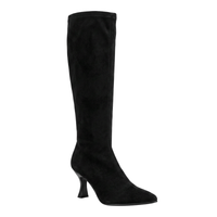 Miss Elastic Womens BLACK / 4UK Miss Elastic Black Suede Sock Knee Boot - 78041