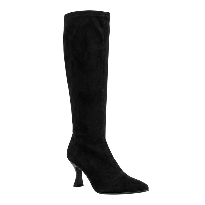 Miss Elastic Womens BLACK / 4UK Miss Elastic Black Suede Sock Knee Boot - 78041