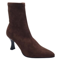 Miss Elastic Womens BROWN / 4UK Miss Elastic Brown Leather Suede Sock Boot - 78042