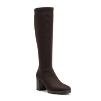 Miss Elastic Womens BROWN / 4UK Miss Elastic Brown Lycra Stretch Knee Boot - 78173