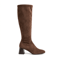 Miss Elastic Womens BROWN / 4UK Miss Elastic Brown Suede Sock Knee Boot - 75435
