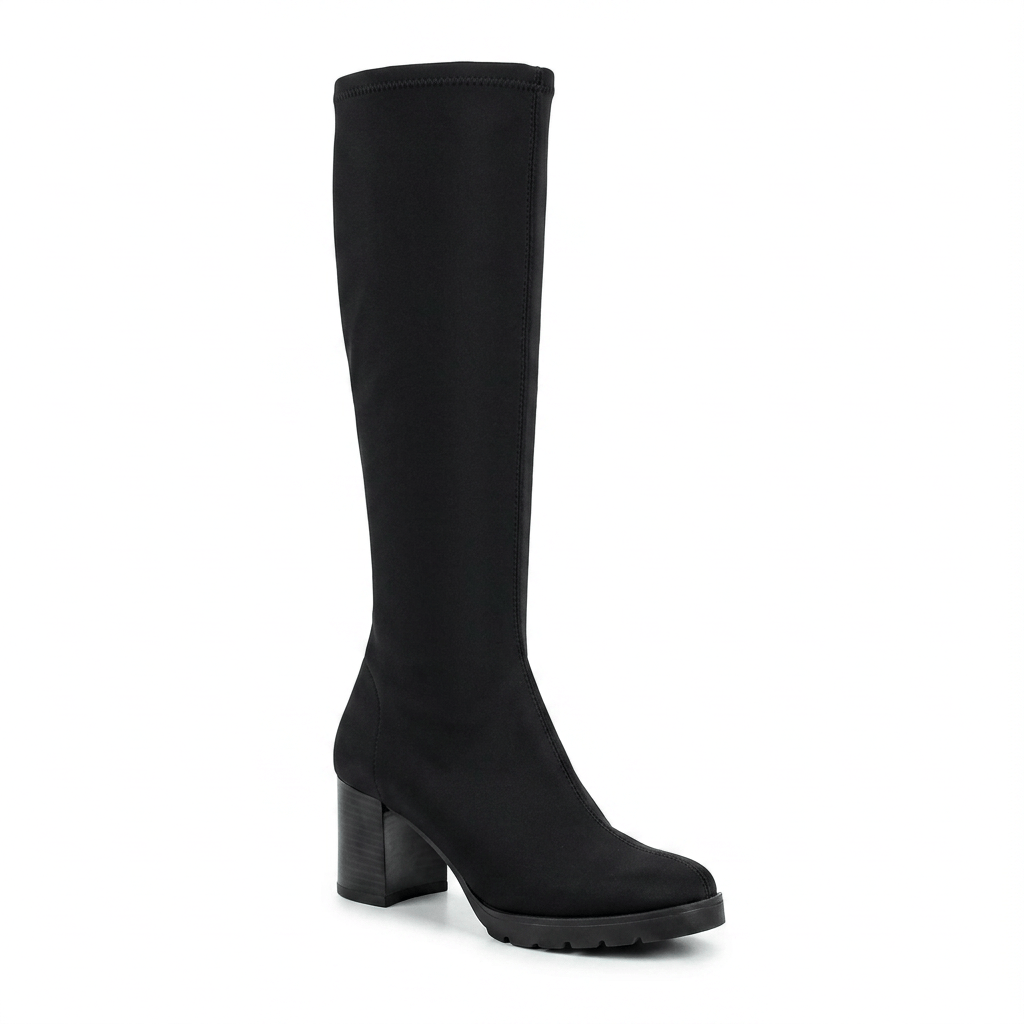 Miss Elastic Womens Miss Elastic Black Lycra Stretch Knee Boot - 78173