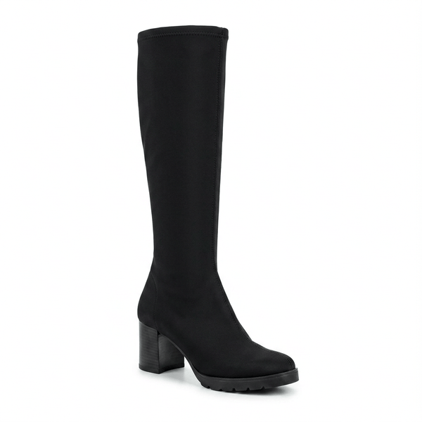 Miss Elastic Womens Miss Elastic Black Lycra Stretch Knee Boot - 78173