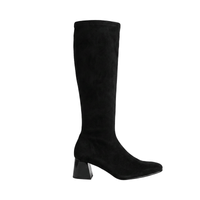 Miss Elastic Womens Miss Elastic Black Suede Sock Knee Boot - 75435
