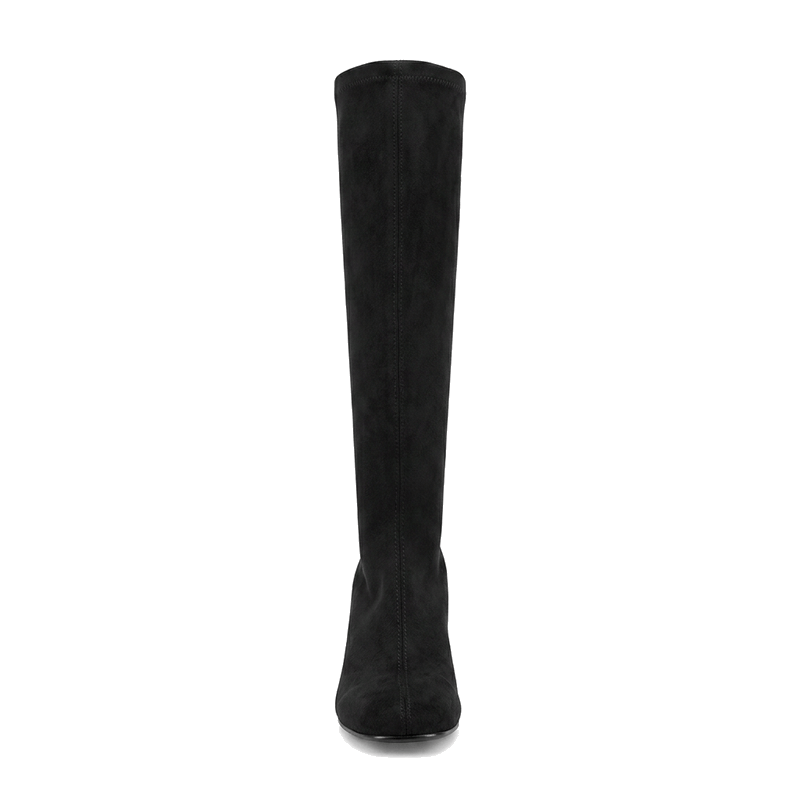 Miss Elastic Womens Miss Elastic Black Suede Sock Knee Boot - 75435