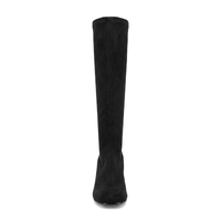 Miss Elastic Womens Miss Elastic Black Suede Sock Knee Boot - 75435