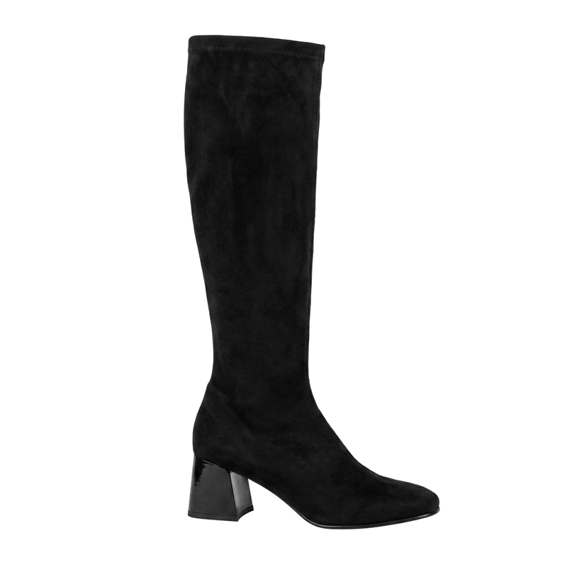 Miss Elastic Womens Miss Elastic Black Suede Sock Knee Boot - 75435