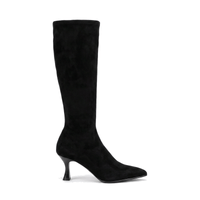 Miss Elastic Womens Miss Elastic Black Suede Sock Knee Boot - 78041
