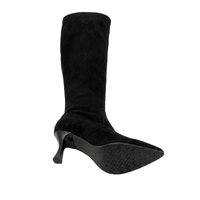 Miss Elastic Womens Miss Elastic Black Suede Sock Knee Boot - 78041