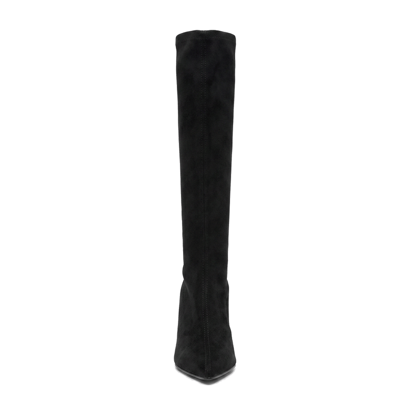 Miss Elastic Womens Miss Elastic Black Suede Sock Knee Boot - 78041
