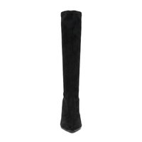 Miss Elastic Womens Miss Elastic Black Suede Sock Knee Boot - 78041