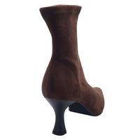 Miss Elastic Womens Miss Elastic Brown Leather Suede Sock Boot - 78042