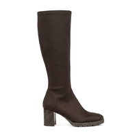 Miss Elastic Womens Miss Elastic Brown Lycra Stretch Knee Boot - 78173