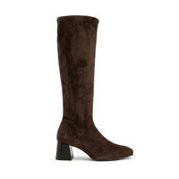 Miss Elastic Womens Miss Elastic Brown Suede Sock Knee Boot - 75435