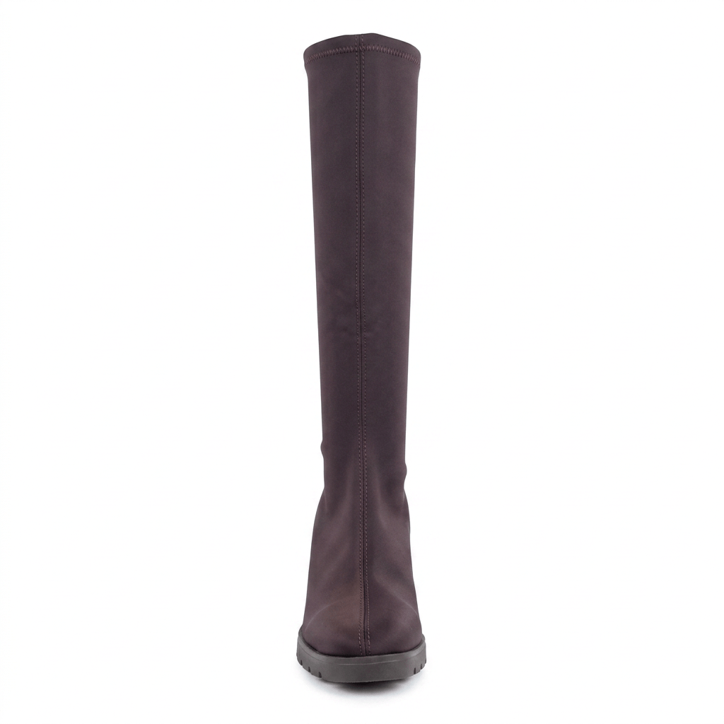 Miss Elastic Womens Miss Elastic Brown Suede Sock Knee Boot - 75435